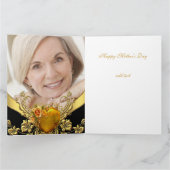 Big Happy Moederdag Roos Gold Heart Foto 3 Kaart (Binnen)
