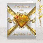 Big Happy Moederdag Rozen Gold Heart Foto 2 Kaart (Gele Bloem)