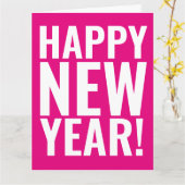 Big Happy New Year-kaart met leuke moderne typogra Kaart (Gele Bloem)