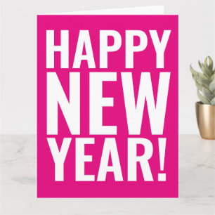 Big Happy New Year-kaart met leuke moderne typogra Kaart