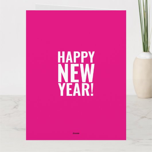 Big Happy New Year-kaart met leuke moderne typogra Kaart (Achterkant)