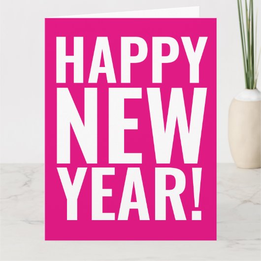 Big Happy New Year-kaart met leuke moderne typogra Kaart (Voorkant)