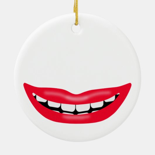 Big Happy Smiling Mouth Keramisch Ornament (Achterkant)