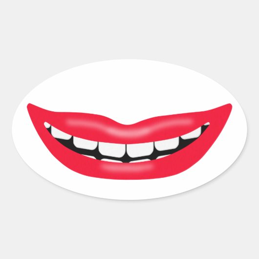 Big Happy Smiling Mouth Ovale Sticker (Voorkant)