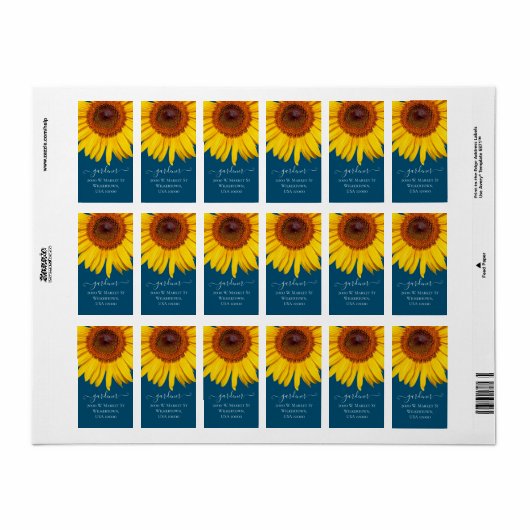 Big Happy Sunflower Return Etiket (Full Sheet)