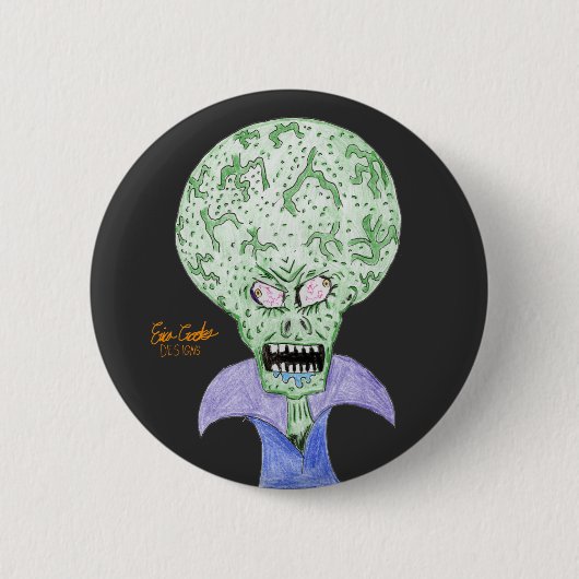 Big head alien sci-fi cartoon ronde button 5,7 cm (Voorkant)