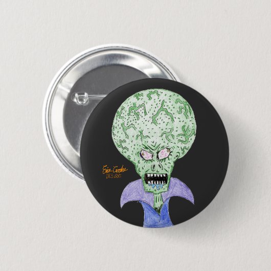 Big head alien sci-fi cartoon ronde button 5,7 cm (Voorkant /achterkant)