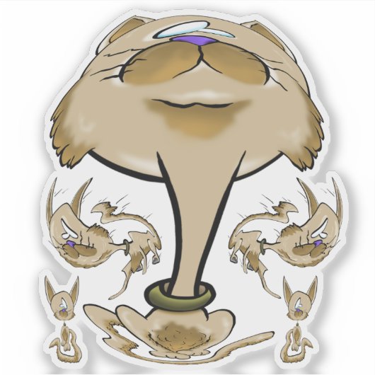 Big Head Cat familie Sticker (Voorkant)