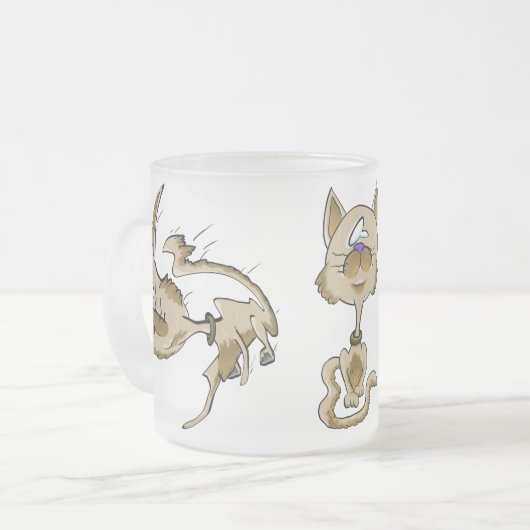 Big Head Jump Cat Matglas Koffiemok (Voorkant links)