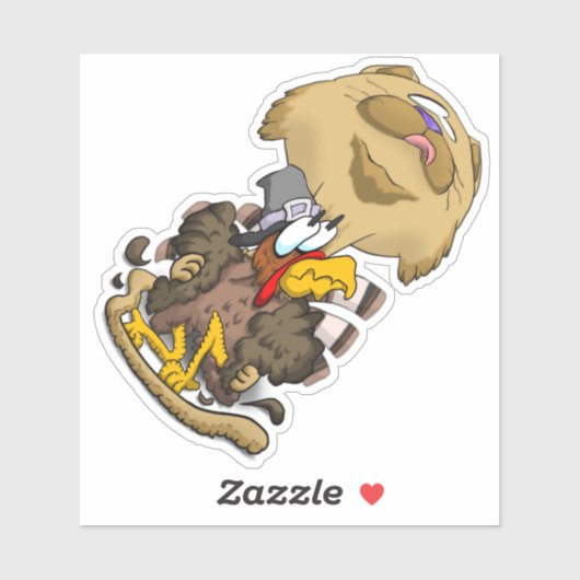 Big Head Thanksgiving Cat Sticker (Vel)