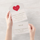 Big Heart All In One Uitnodiging (Afscheurbaar)