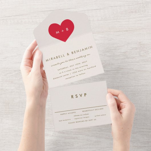 Big Heart All In One Uitnodiging (Afscheurbaar)