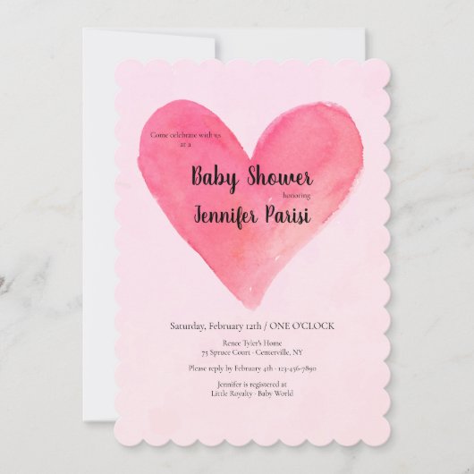 Big Heart Baby Shower-uitnodigingen Kaart (Voorkant)