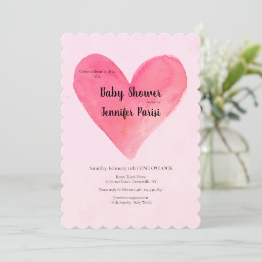 Big Heart Baby Shower-uitnodigingen Kaart (Staand voorkant)