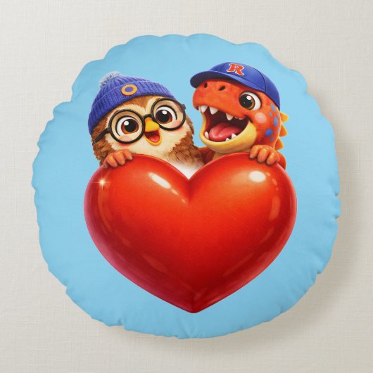 Big heart best friends cushion rond kussen (Voorkant)