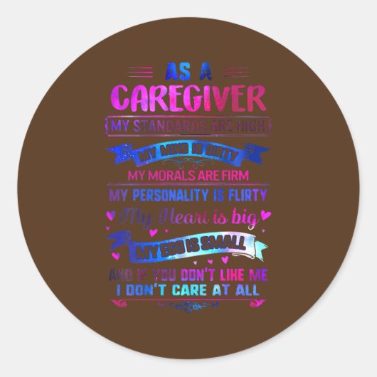 Big Heart Direct Support Person Care Life Ronde Sticker (Voorkant)