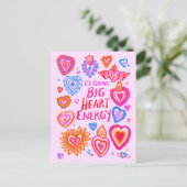 BIG HEART ENERGY Valentijn houdt van kleurrijke gr Briefkaart (Staand voorkant)
