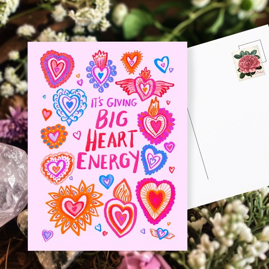 BIG HEART ENERGY Valentijn houdt van kleurrijke gr Briefkaart