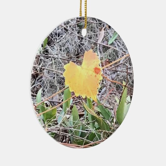 Big Heart Leaf met Red Dot gepersonaliseerde versi Keramisch Ornament (Rechts)