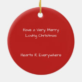 Big Heart Leaf met Red Dot gepersonaliseerde versi Keramisch Ornament (Achterkant)