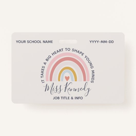 Big Heart tot Shape Young Minds Teacher Badge (Voorkant)