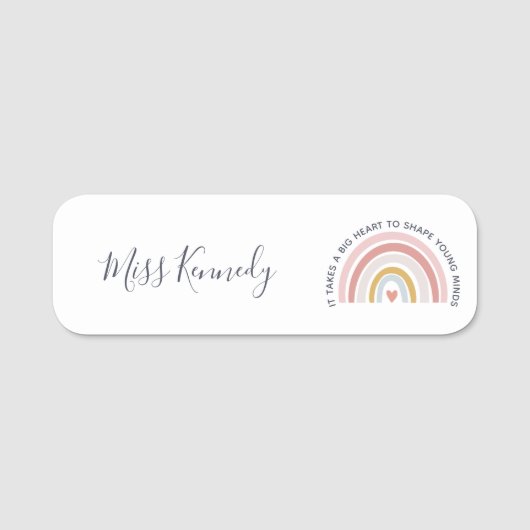 Big Heart tot Shape Young Minds Teacher Naamplaatje (Voorkant)