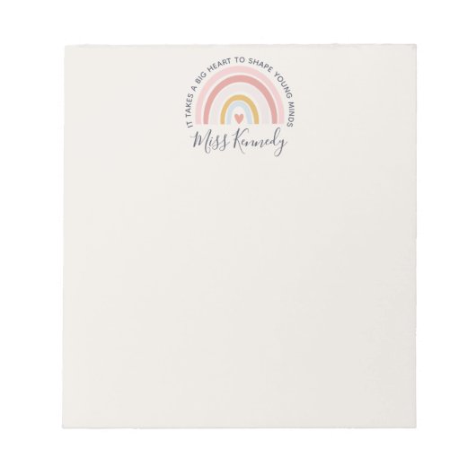 Big Heart tot Shape Young Minds Teacher Notitieblok (Voorkant)