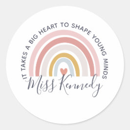 Big Heart tot Shape Young Minds Teacher Ronde Sticker