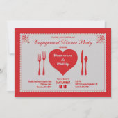 Big Heart Verloving Dinner Party Uitnodiging (Voorkant)