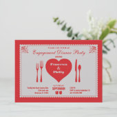 Big Heart Verloving Dinner Party Uitnodiging (Staand voorkant)