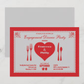 Big Heart Verloving Dinner Party Uitnodiging (Voorkant / Achterkant)