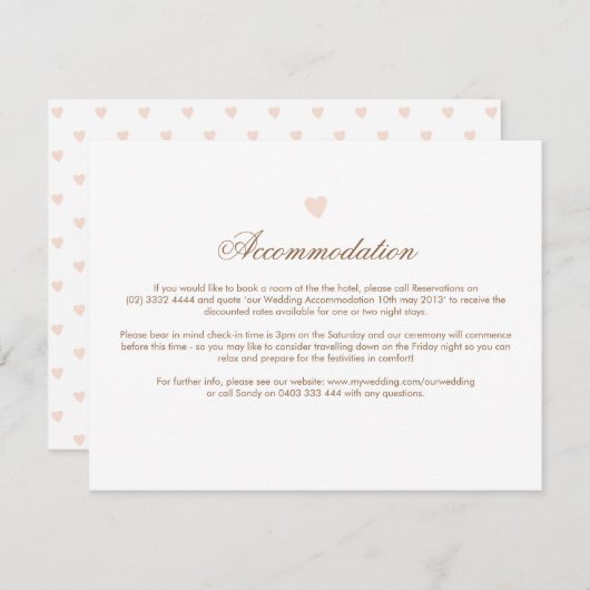 Big Heart Wedding Direction Card Informatiekaartje (Voorkant / Achterkant)