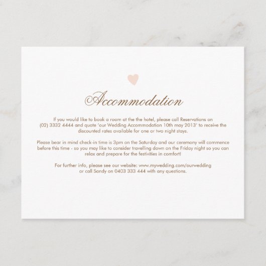 Big Heart Wedding Direction Card Informatiekaartje (Voorkant)