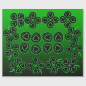 Big Hearts Clovers St Patrick Green Wrapping Paper Cadeaupapier (Vlak)