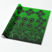 Big Hearts Clovers St Patrick Green Wrapping Paper Cadeaupapier (Uitgerold)
