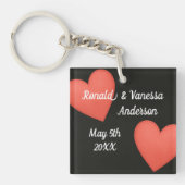 Big Hearts Couples Names/Wedding Date Sleutelhanger (voorkant)