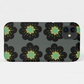 Big Hippie Flowers Black Hoesje-Mate iPhone Case (Achterkant (horizontaal))