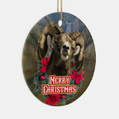 Big Horn Ram Kerstmis Keramisch Ornament (Rechts)