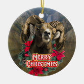 Big Horn Ram Kerstmis Keramisch Ornament (Voorkant)