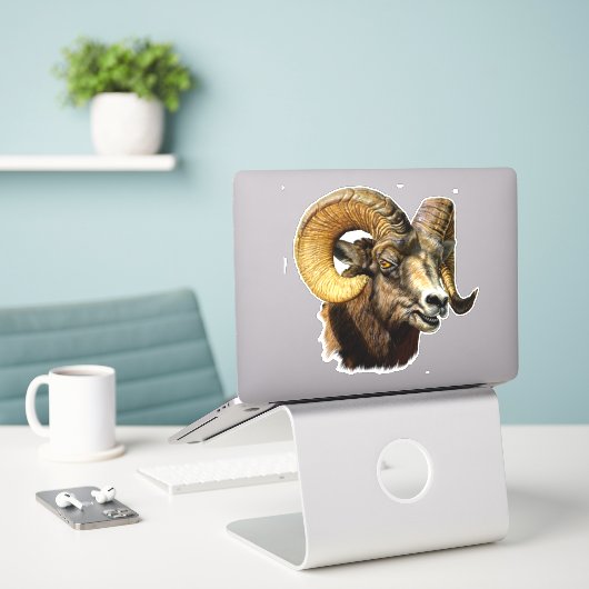 Big Horn Ram Mountain Sheep Sticker (Laptop op bureau)