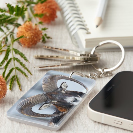 Big Horn Ram Sheep - Mouflon Sleutelhanger (Voorkant Rechts)