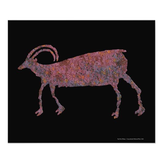 Big Horn Sheep Petroglyph Foto Afdruk (Voorkant)