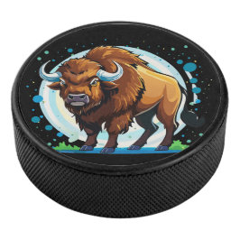 big horned bison hockey puck