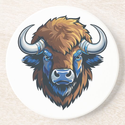 big horned bison zandsteen onderzetter (Voorkant)