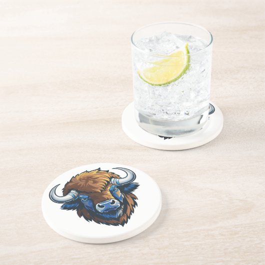 big horned bison zandsteen onderzetter (Zijkant)