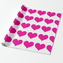 Big Hot-roze Heart Patroon Cadeaupapier