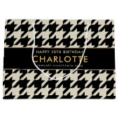 Big Houndstooth Birthday Any Age 50th Off-white Groot Cadeauzakje (Voorkant)
