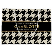 Big Houndstooth Birthday Any Age 50th Off-white Groot Cadeauzakje (Achterkant)