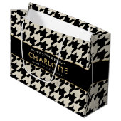 Big Houndstooth Birthday Any Age 50th Off-white Groot Cadeauzakje (Voorkant Gekanteld)