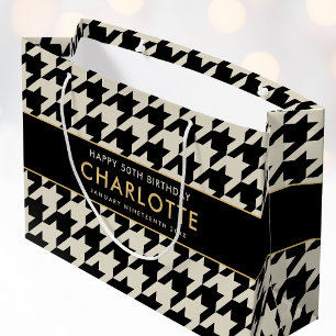 Big Houndstooth Birthday Any Age 50th Off-white Groot Cadeauzakje